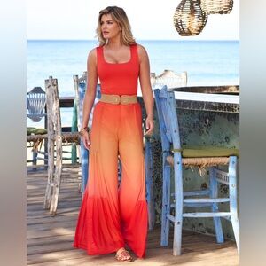 Final price Boston Proper Mesh Palazzo Pant Orange Multi sz small & L brand new